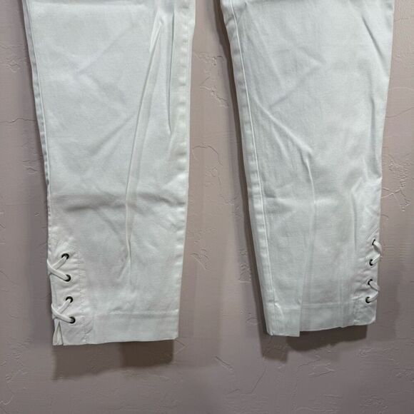 Talbots Lace up Slim Ankle White High Waisted Pants - Picture 2 of 6